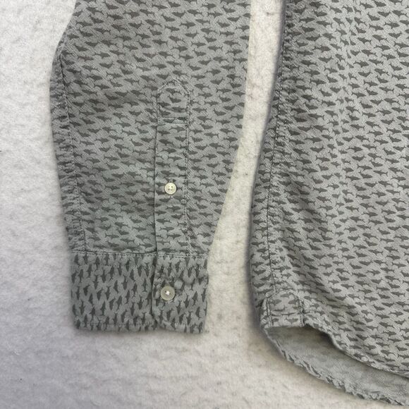 American Eagle Shirt Mens Small S Gray Shark Super Soft Button Down Long Sleeve - Picture 5 of 13